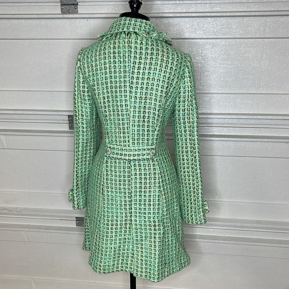 Tibi Size 6 Green Wool Blend Tweed Coat - Picture 9 of 11